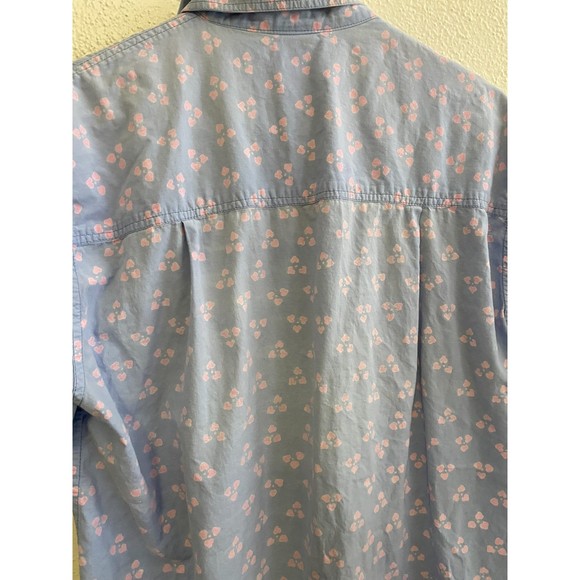 vintage Blue Ginger Hawaii 100% cotton blue pink hearts cute button up shirt - Picture 6 of 10